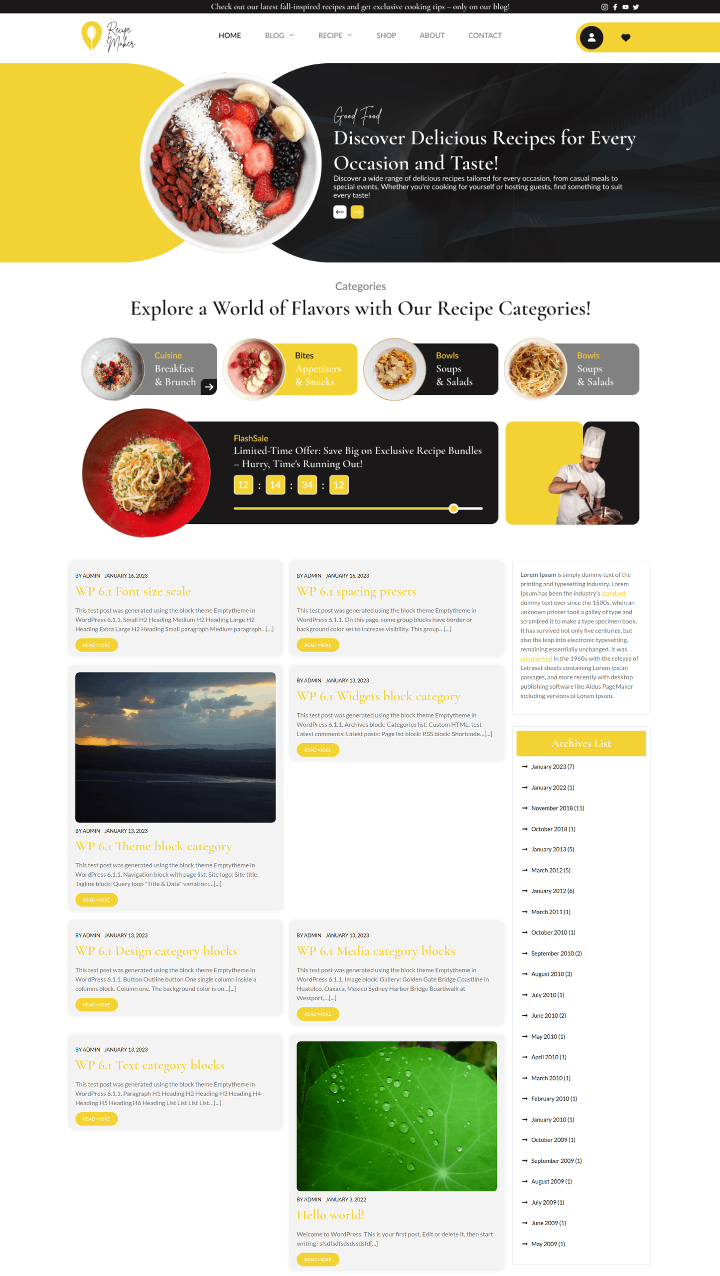 Free Recipe WordPress Theme