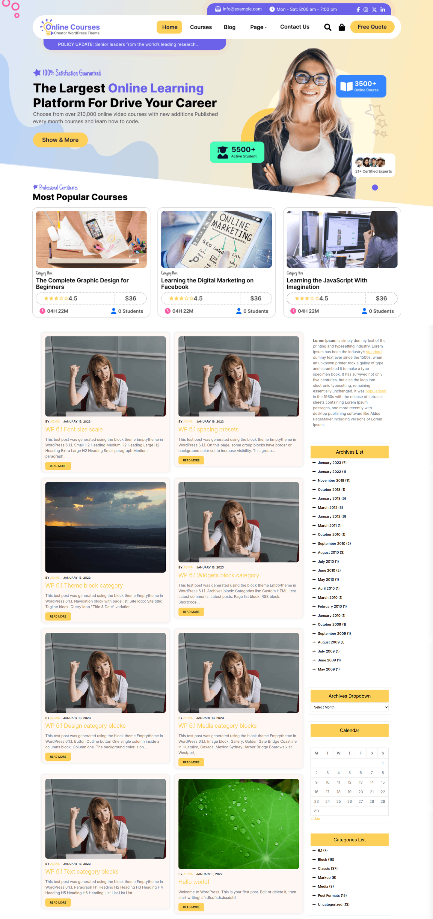 Free Educational WordPress Theme