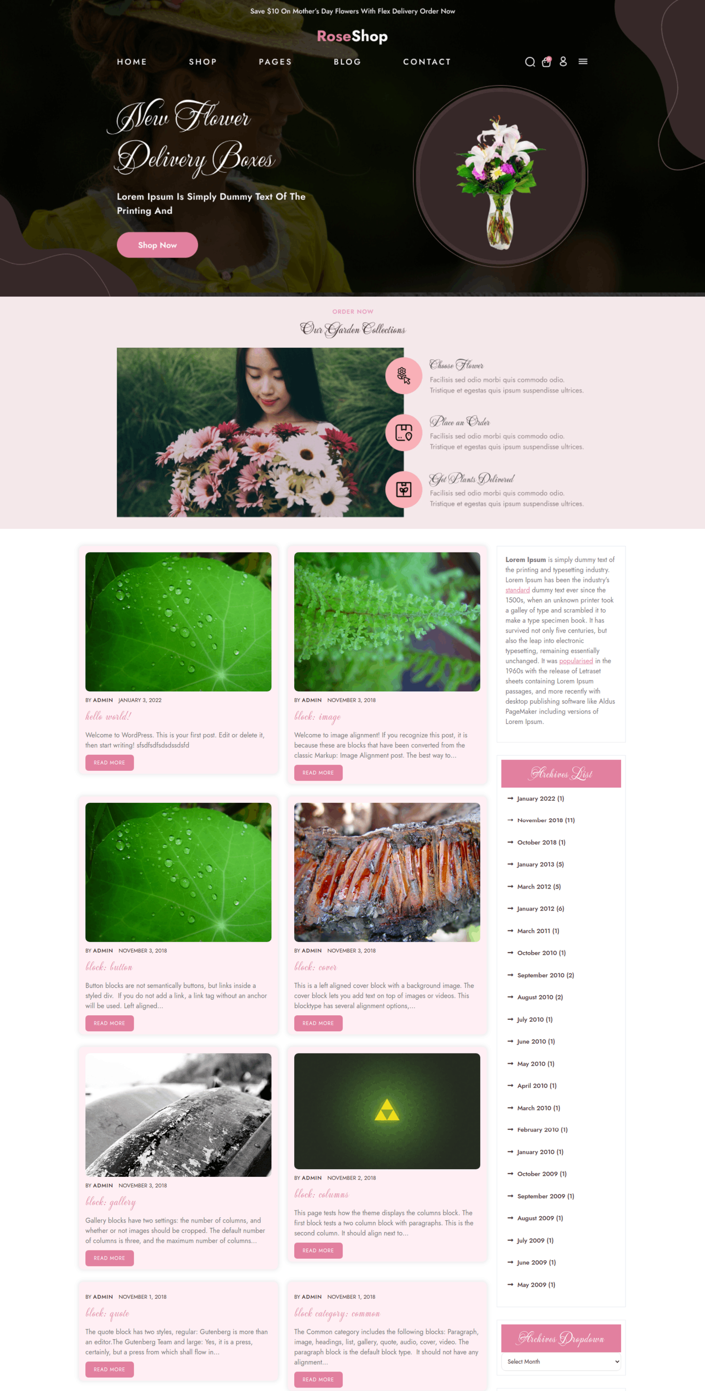 Free Flower WordPress Theme