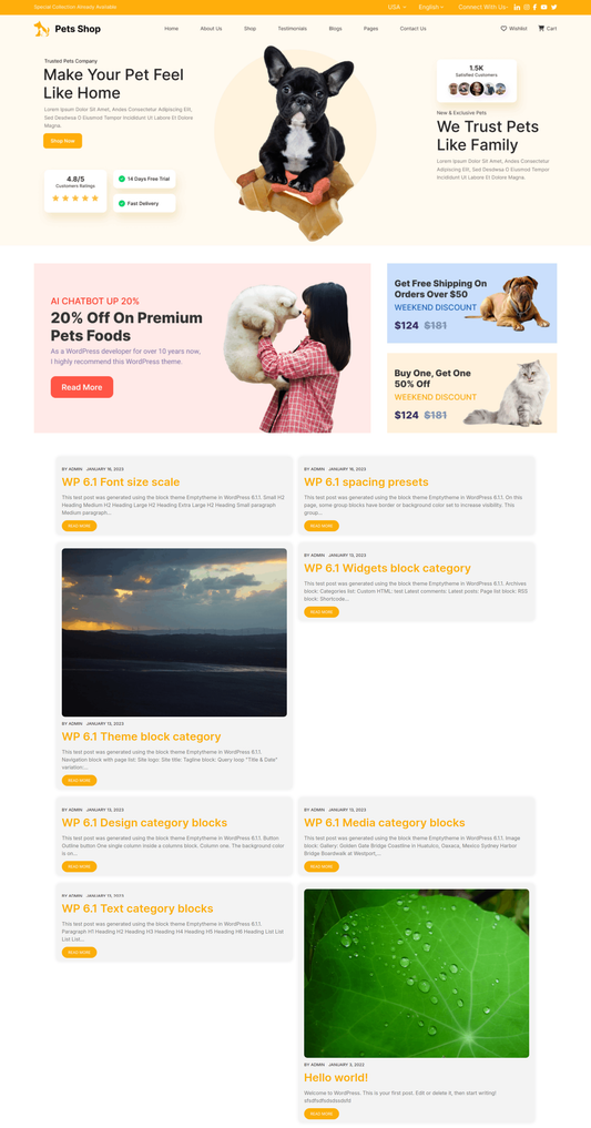 Free Pet Food WordPress Theme