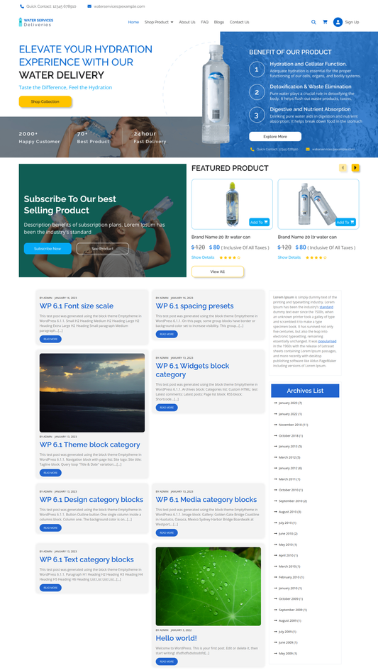 Free Water Delivery WordPress Theme